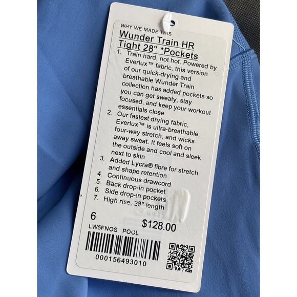 Lululemon Women Wunder Train High Rise Tight 28” Pocket Pool Blue Sz 6 New $128 - Picture 3 of 4